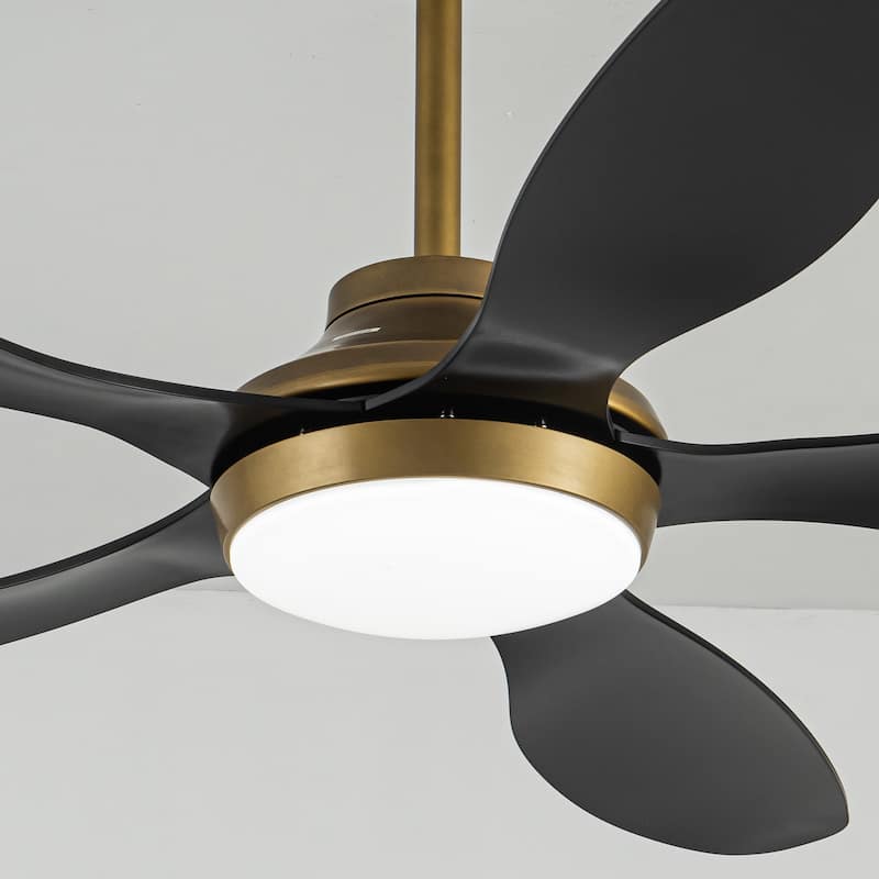 52" Antique Brass Smart Ceiling Fan with Light and Remote, App Control, Voice Control