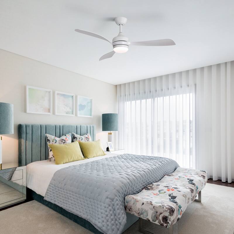 52-Inch Ceiling Fan With 3 ABS blades,Remote Control,Reversible DC Motor,Noiseless,3 Downrods Available,LED Dimmable