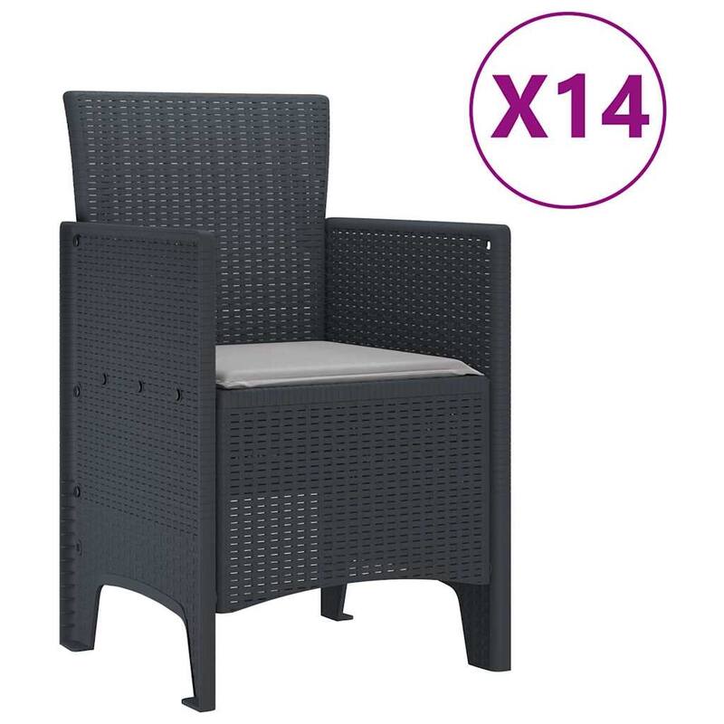 vidaXL Garden Dining Set 1315 pcs Anthracite/Brown Polt rattan - 350 x 100 x 73 cm