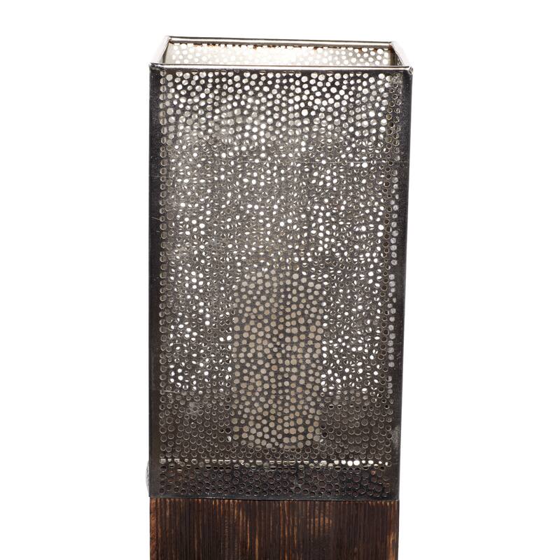 Brown Mango Wood Handmade Laser Cut Metal Decorative Indoor Outdoor Candle Lantern
