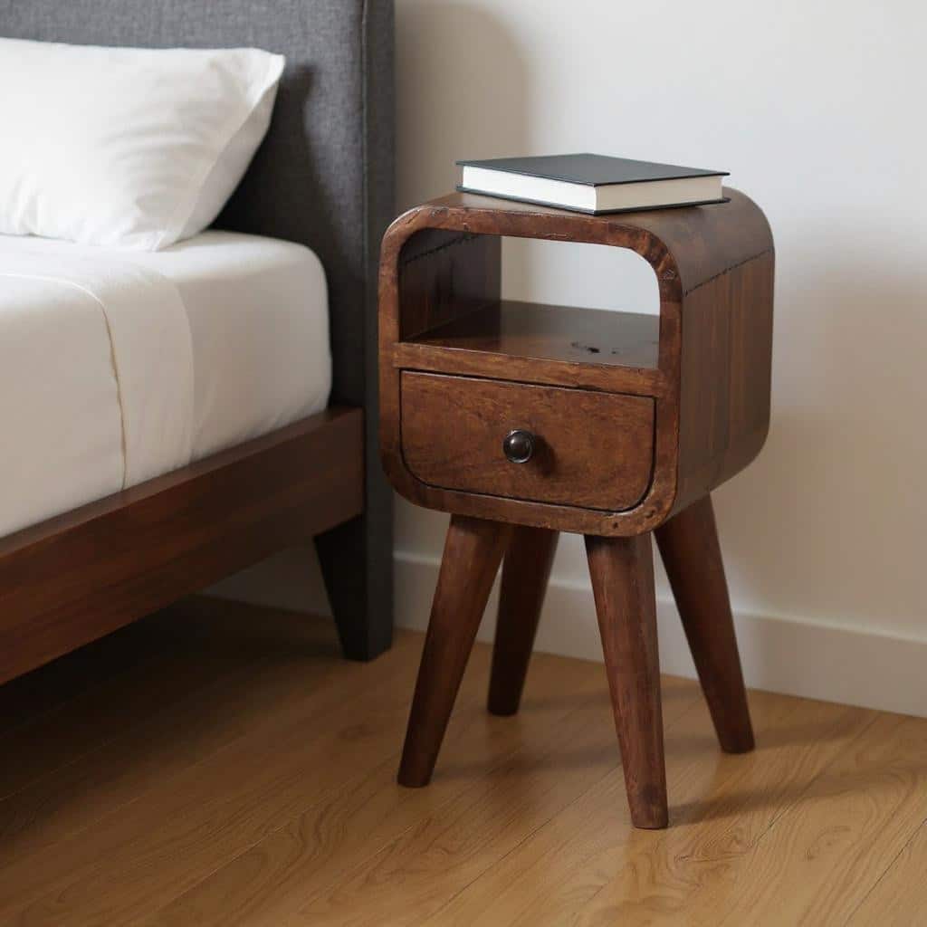 HomeRoots 16" Chestnut Solid Wood Square One Drawer Nightstand