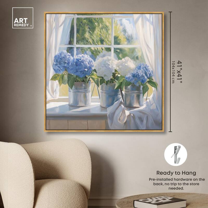 Sunlit Hydrangeas Canvas by Art Remedy