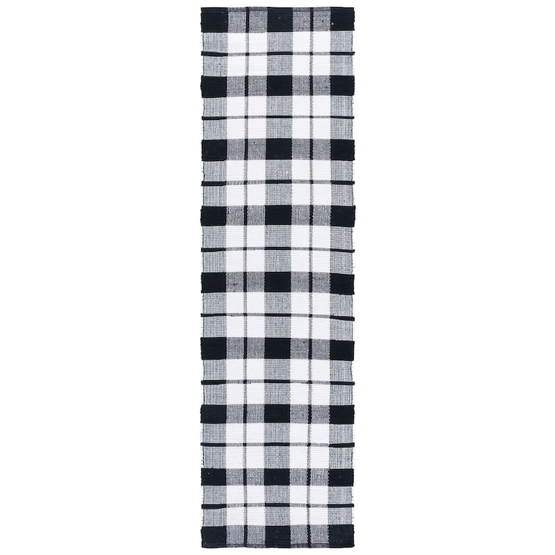 SAFAVIEH Handmade Montauk Kiruschka Country Floral Cotton Rug - 2'3" x 8' Runner - Black/Ivory