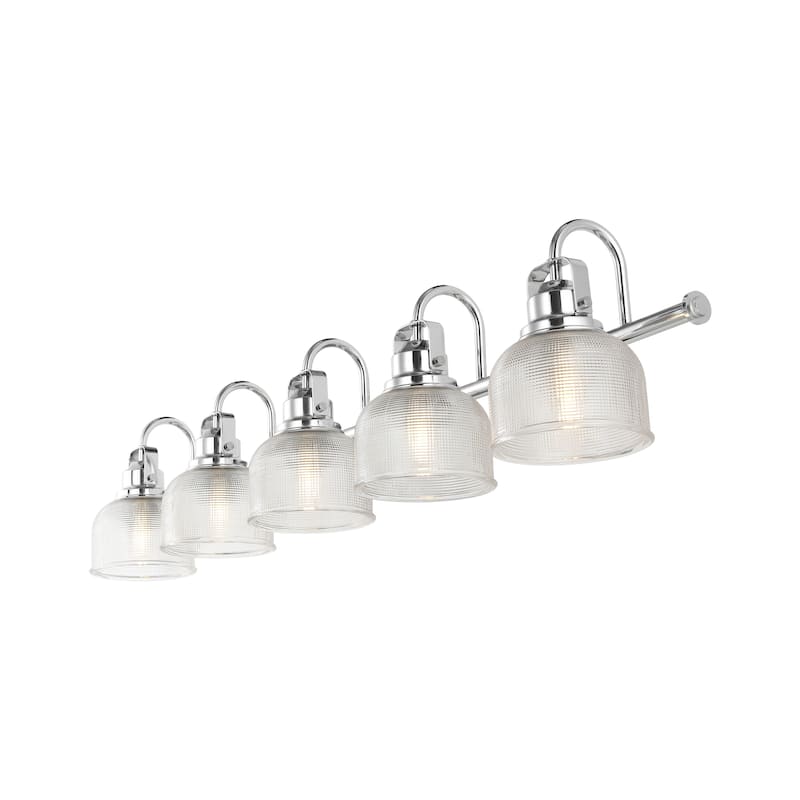 Shirley Metal/Glass LED Vanity Light, by JONATHAN Y - 5-Light - Chrome/Clear