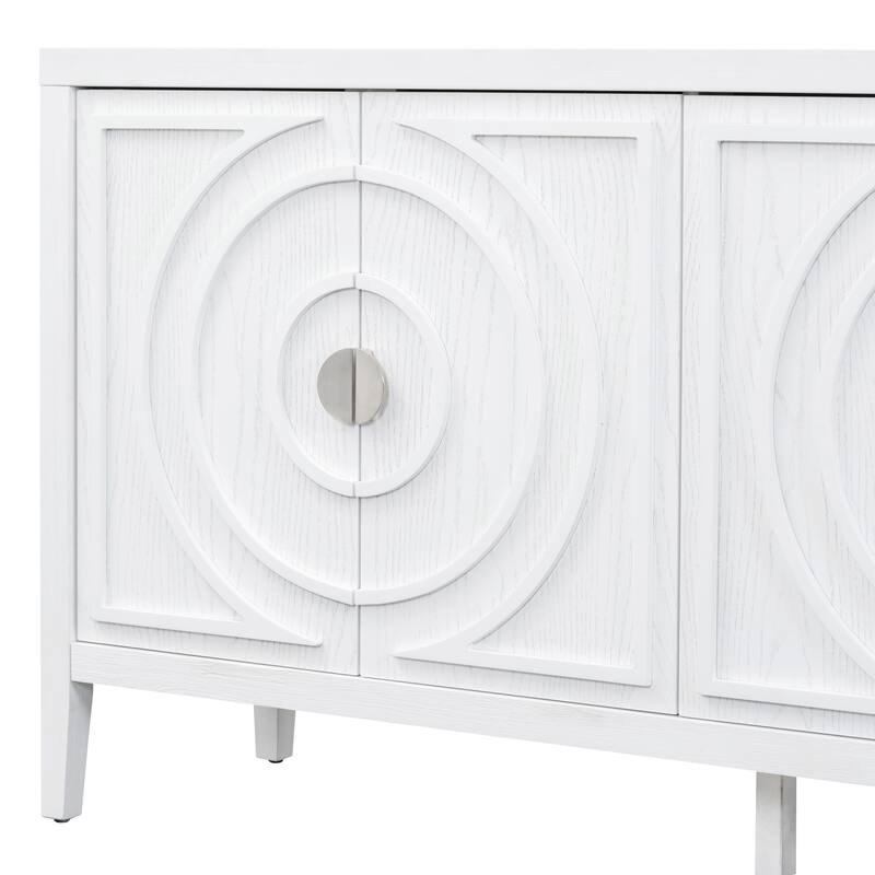Retro Sideboard door with Circular Groove Design Round Metal Door Handle for Entrance, Dinning Room, Living Room