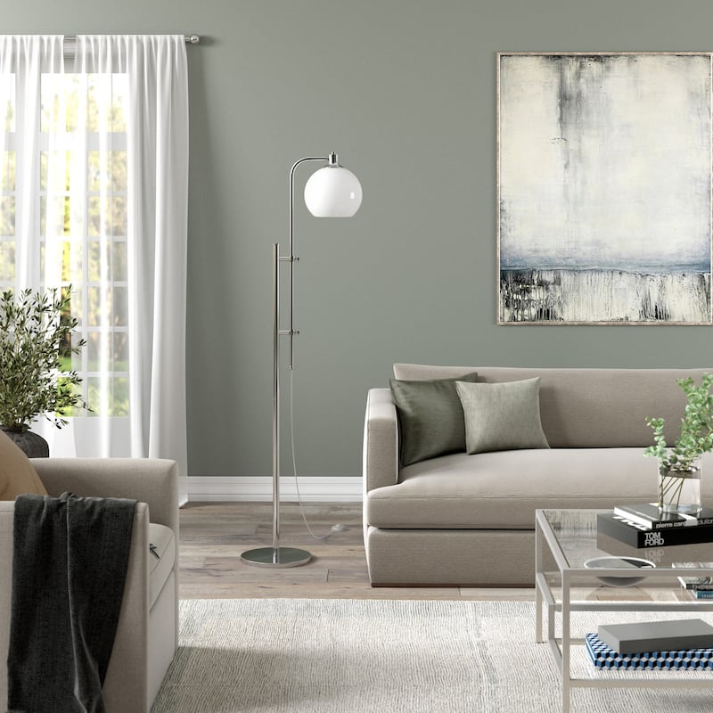 Antho Height Adjustable Floor Lamp with Glass Shade