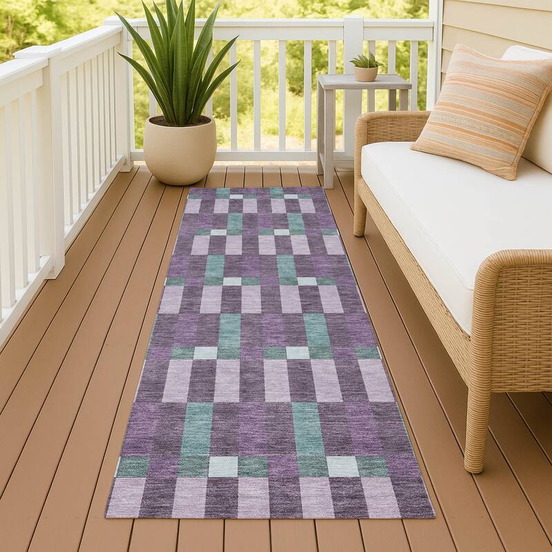 Machine Washable Indoor/ Outdoor Modern Chanute Chantille Rug - Plum - 2'3" x 7'6"
