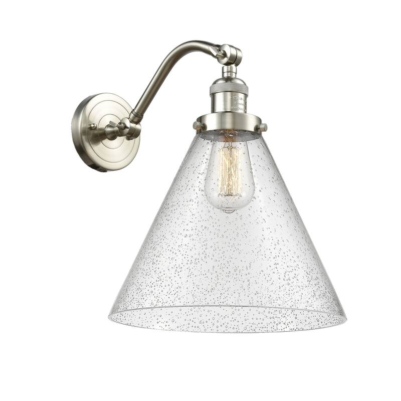 Innovations Lighting X-Large Cone Single Light 14" Tall Bathroom - Brushed Satin Nickel / Seedy