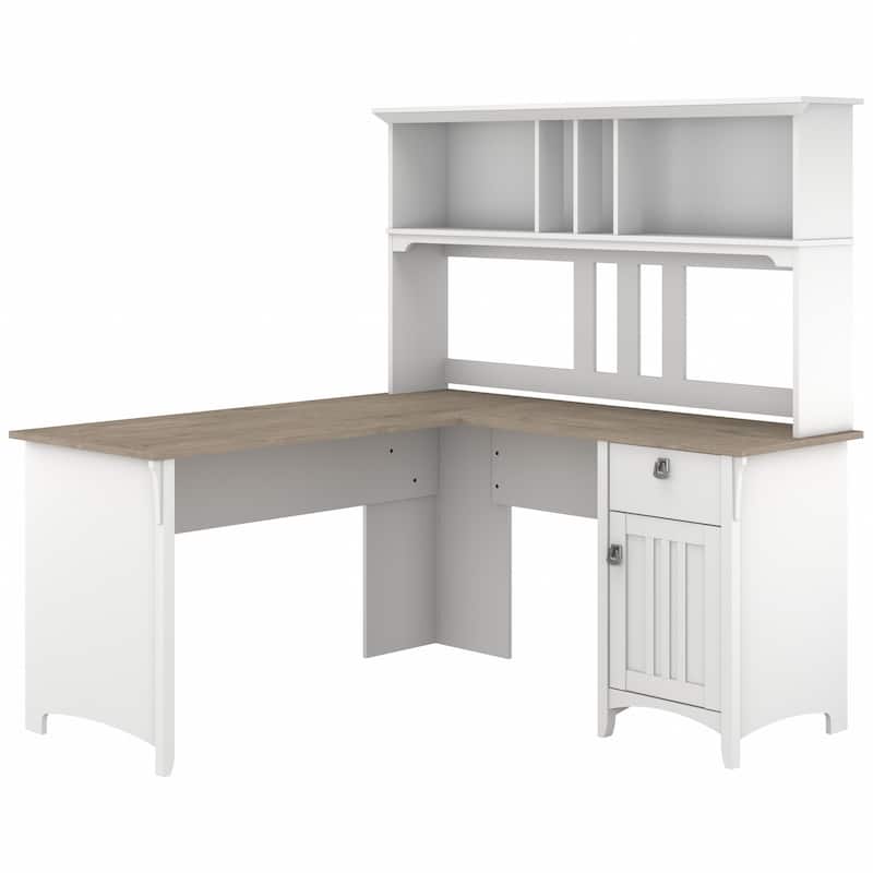 Bush Furniture Salinas 60W L Shaped Desk with Storage Hutch