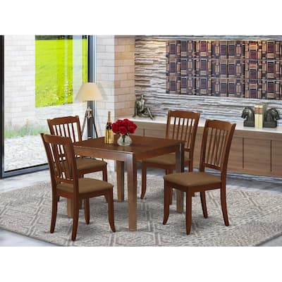 HomeStock 5-Pc Mahogany Finish Solid Wood Top - Square Dining Room Set - Seats 4