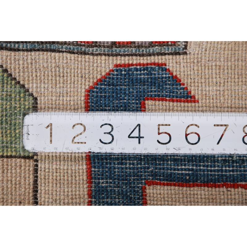 Hand Knotted Oriental 100% Wool Carpet Traditional Geometric Multi-Colored Kazak Area Rug - 11' 7'' X 8' 6''