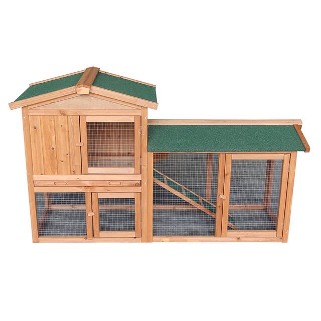 61" Wooden Chicken Coop Hen House Rabbit Wood Hutch Poultry Cage - 61''