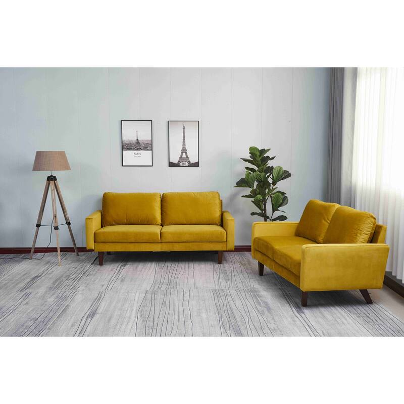 Velvet 2 Piece Loveseat and Sofa Living Room Set