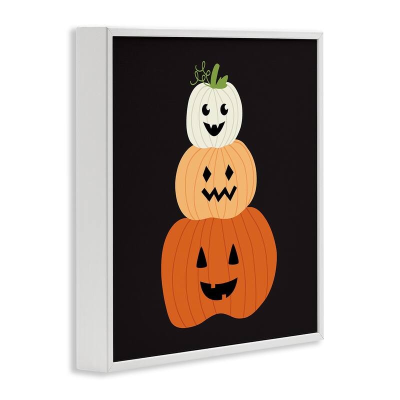 Stupell Happy Jack-o-Lanterns on Black Framed Giclee Art Design By Sazerelli Designs