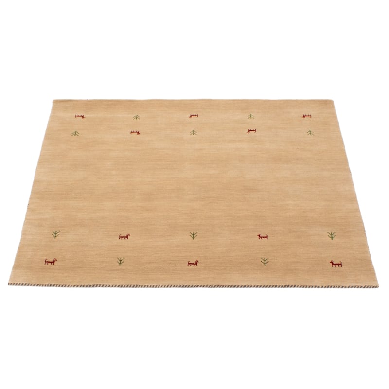 Kashkuli Gabbeh Beige Rug 4'11" x 4'10" - 4'11 x 4'10