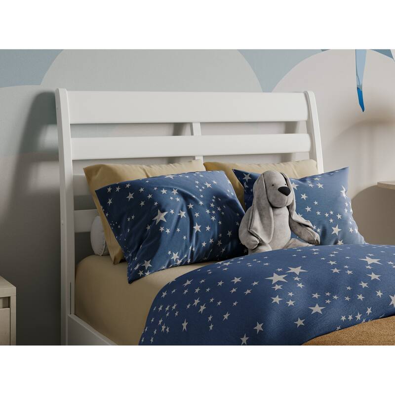 Solid Wood Headboard Twin Size - White Bedroom Headboard with USB Charger & Slats
