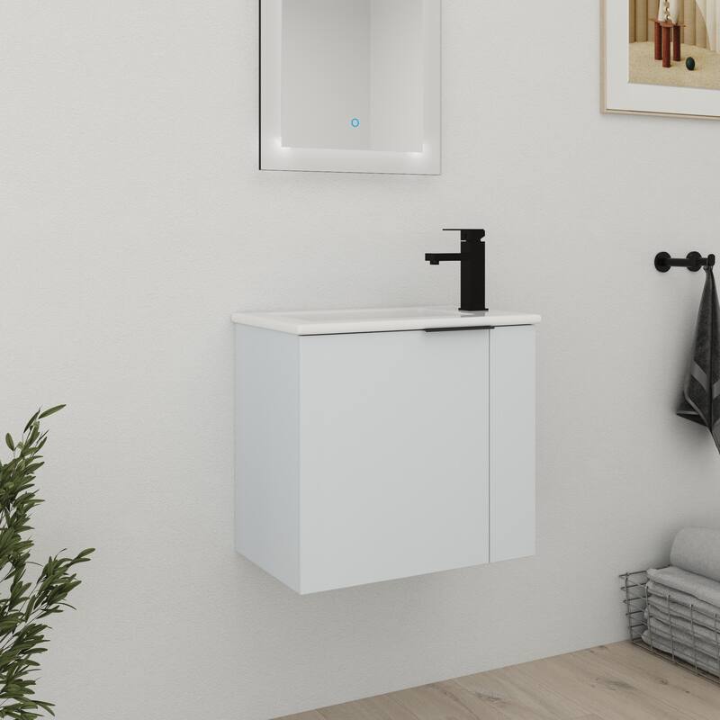 Bathroom Vanity With Sink In 22 Inch, Floating Bathroom Vanity With Soft Close Door