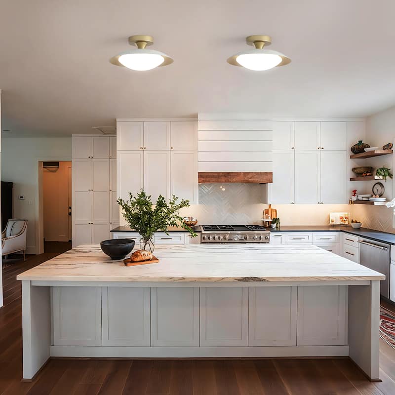 11.8-in W LED Compatible Mid-Century Modern Semi Flush Mount Ceiling Light