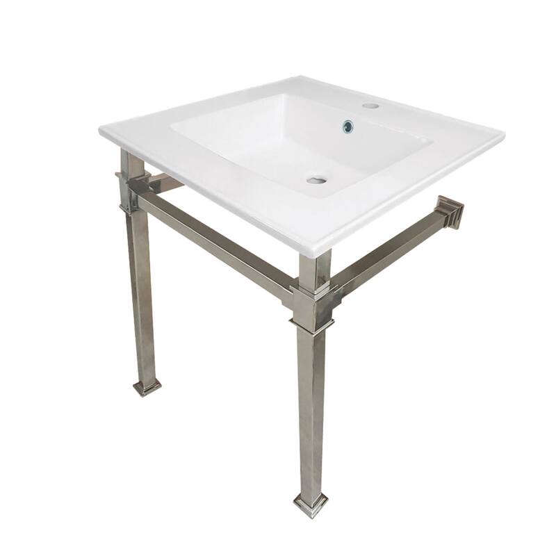 Kingston Brass Monarch 25" Wide Console Sink Set - White / Polished Nickel