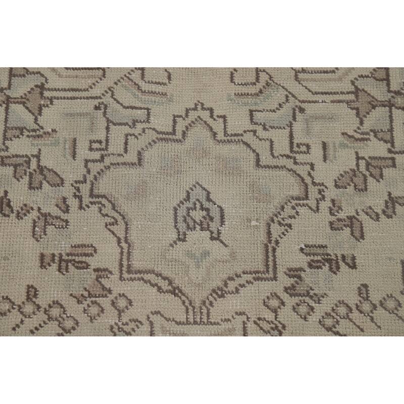 Distressed Tabriz Vintage Persian Rug Hand-Knotted Bedroom Wool Carpet - 7'11" x 11'0"
