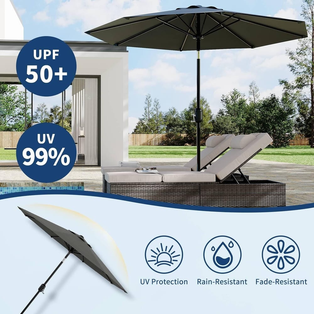 Coromose 10ft Patio Umbrella, Crank Lift & Push Button Tilt, for Yard, Deck, Pool