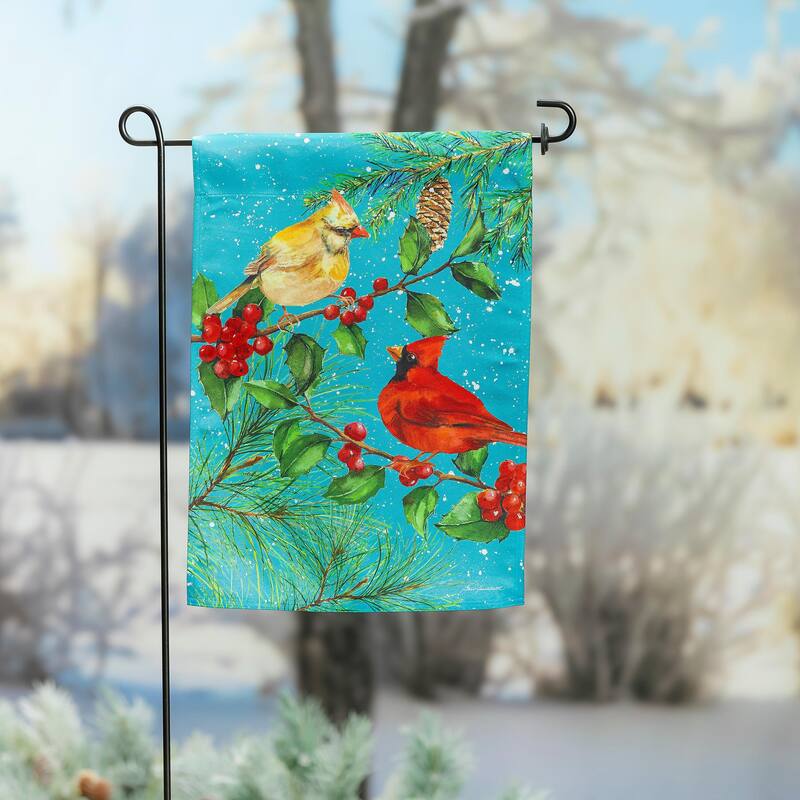 12.5 in. x 18 in. Cardinal Couple Suede Garden Flag