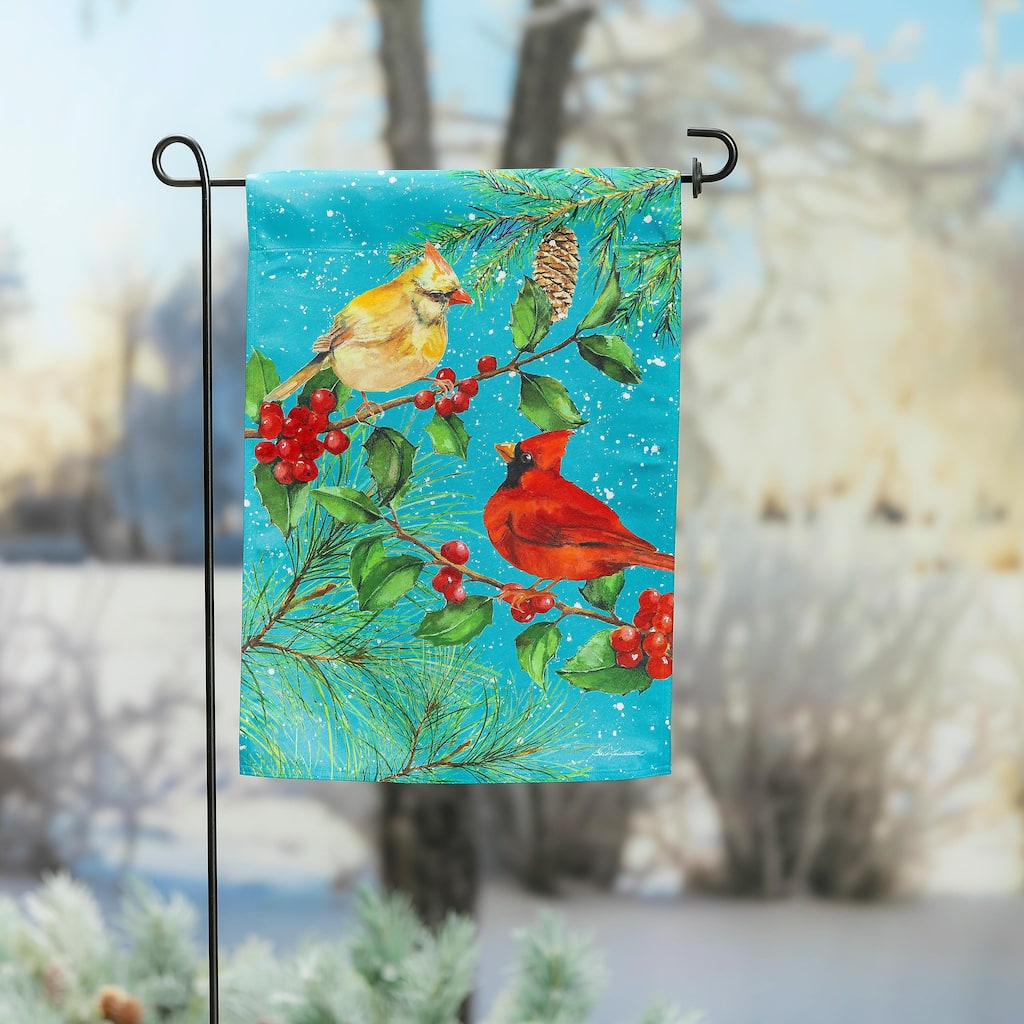 12.5 in. x 18 in. Cardinal Couple Suede Garden Flag