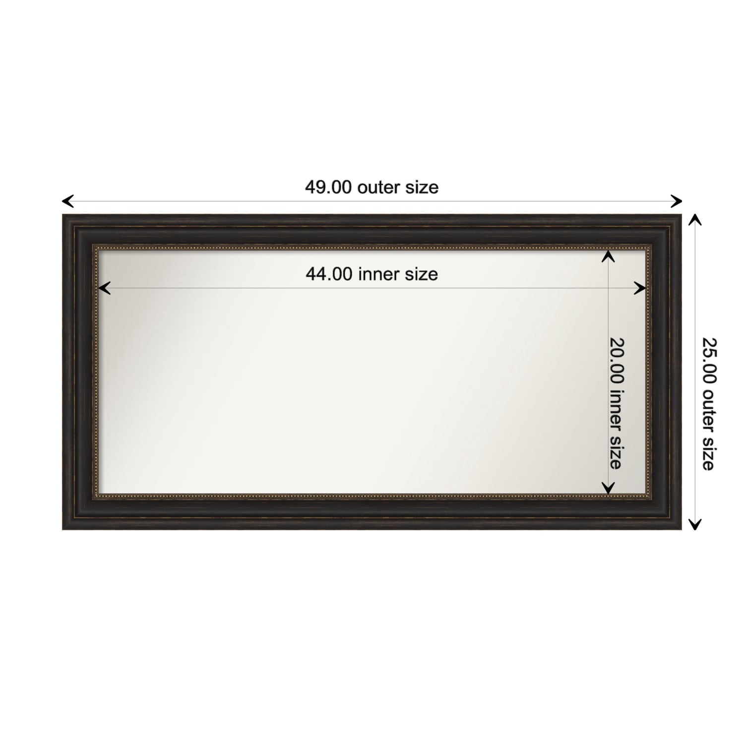 Accent Bronze Framed Non-Beveled Custom Wall Mirror, Bathroom Vanity Mirror