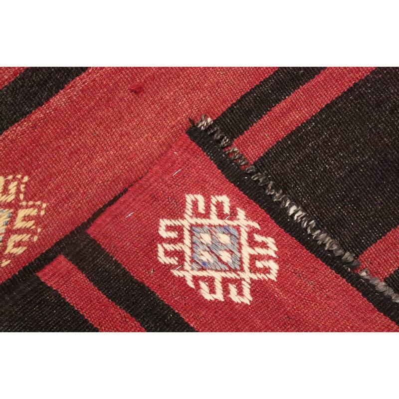 Hand Woven Oriental 100% Wool Carpet Southwestern Tribal Red Kilim Area Rug - 9' 1'' X 5' 10''