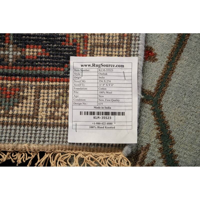 Light Blue Oushak Indian Area Rug Handmade Wool Carpet - 9'0"x 11'8"