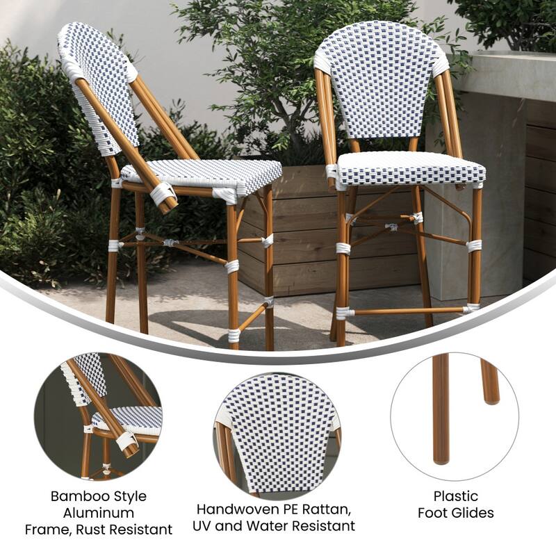 2PK Stacking Bistro Chair with Metal Frame & PE Seat
