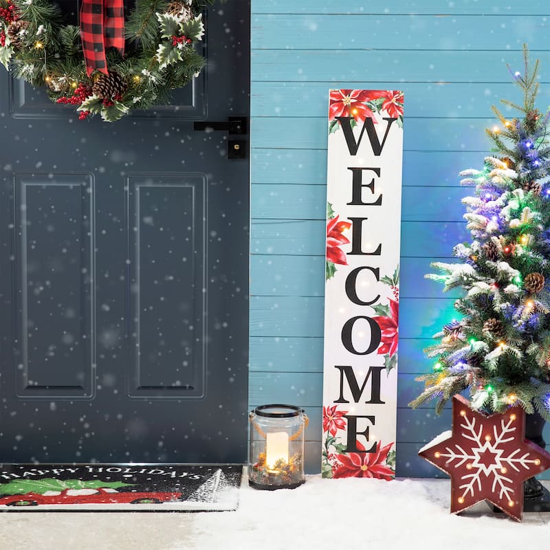 Glitzhome 42"H Lighted Wooden "Merry Christmas" Porch Sign Decor