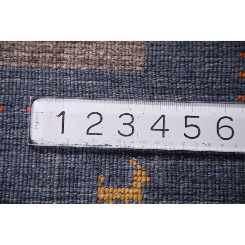 Striped Gabbeh Indian Area Rug Hand-Knotted Wool Carpet - 8'2" x 9'7"