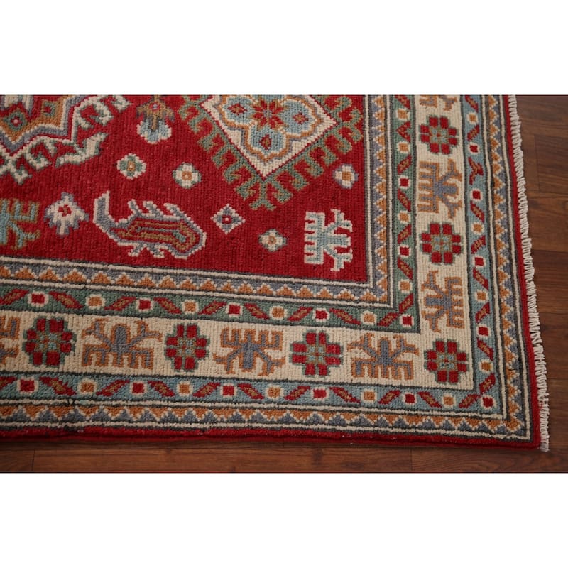 Red Kazak Rug Hand-Knotted Oriental Foyer Wool Carpet - 2'6" x 4'1"