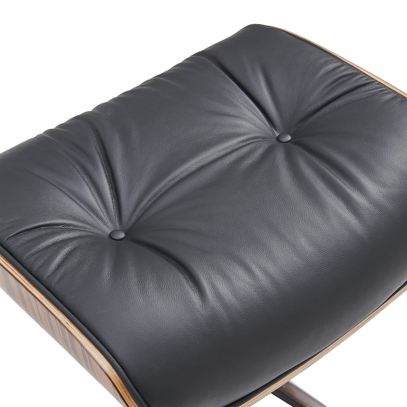 Mid-century Modern Lounger Real Leather Arm Chair and Ottoman Set