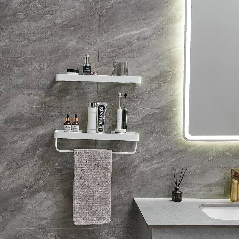 Wall Mounted Glass Shelves - 15.7 in * 4.68 in * 3.85 in - White