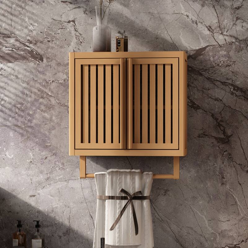22" Tall Wood 2-door Bathroom Wall Mounted Toilet Storage box in Neutral with Shelf - Neutral - Wood Finish