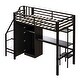 preview thumbnail 30 of 47, Full-Size Metal Loft Bed with Built-in Wardrobe, L-Shaped Desk, Charging Ports, and Multi-Layer Storage Shelves