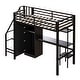 preview thumbnail 6 of 22, Twin Size Loft Bed with Storage Ladder, Metal Loft Bed Frame with Large Wardrobe & Desk for Teens Kids, No Box Spring Needed