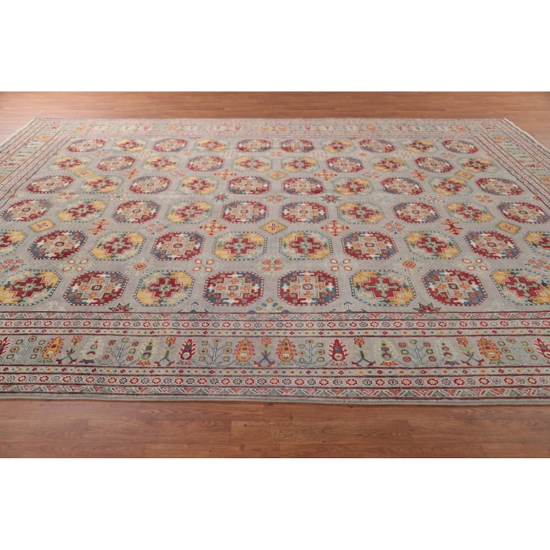 All-Over Kazak Area Rug Handmade Wool Carpet - 9'7" x 13'1"