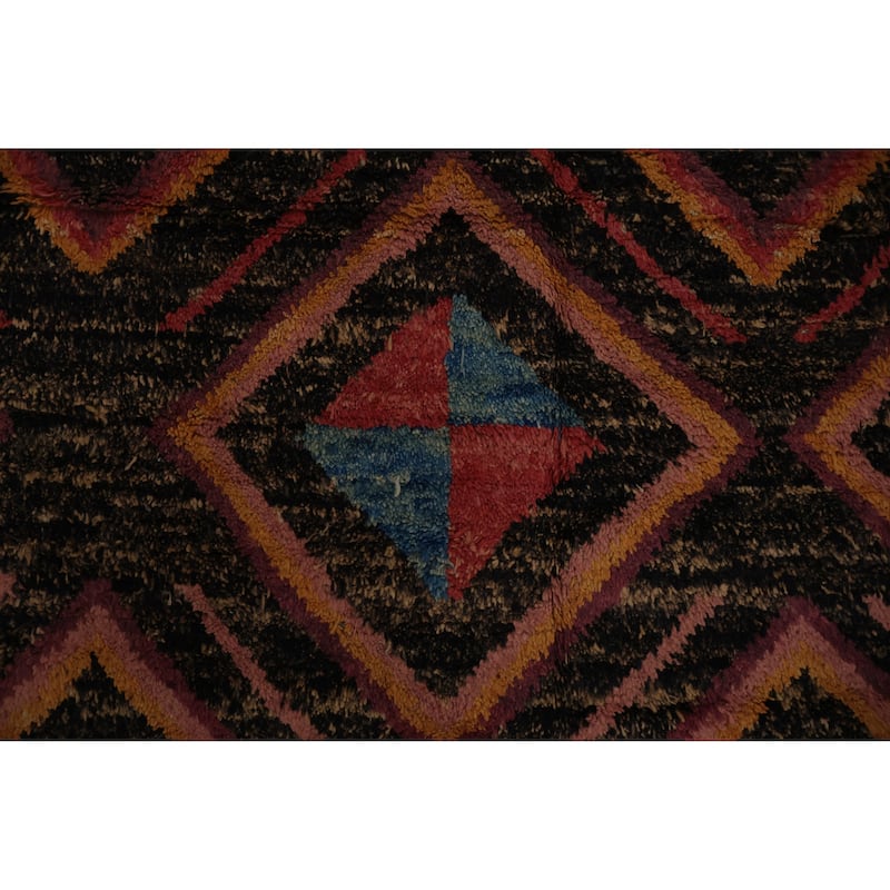 Hand Knotted Oriental 100% Wool Carpet Modern Tribal Brown Moroccan Area Rug - 10' 6'' X 6' 10''