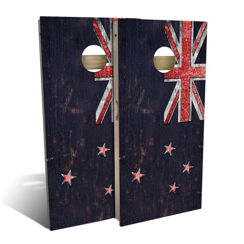 New Zealand Flag Outdoor Cornhole Board Set - Premium 2x4 - Include Hole Lights