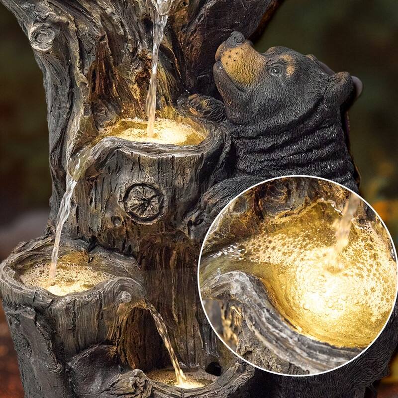 Vbal 4-Tier Bear & Honeycomb Fountain with LED Light