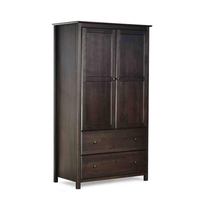 Grain Wood Furniture Shaker 2-Door Solid Wood Armoire - 41x72x22