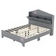 preview thumbnail 15 of 34, Wooden Full/Twin Size House Bed with Storage Headboard for Kids, Sturdy Plywood and Particle Board Construction