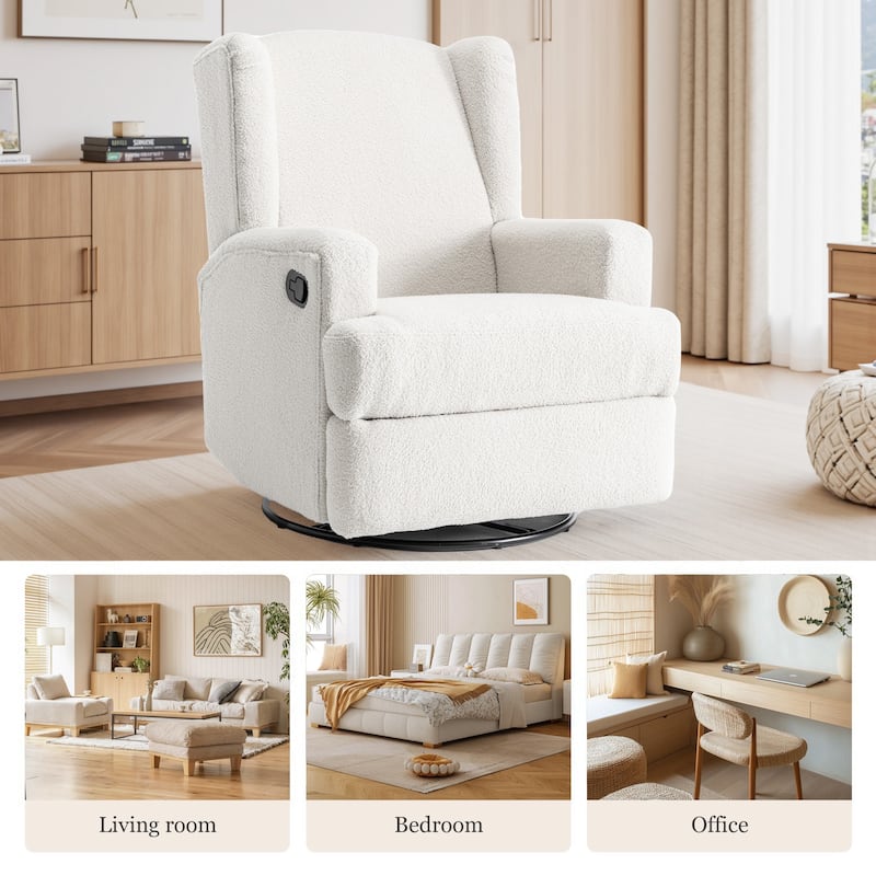 UIXE Upholstered Chenille/Boucle Swivel Glider Rocker Recliner