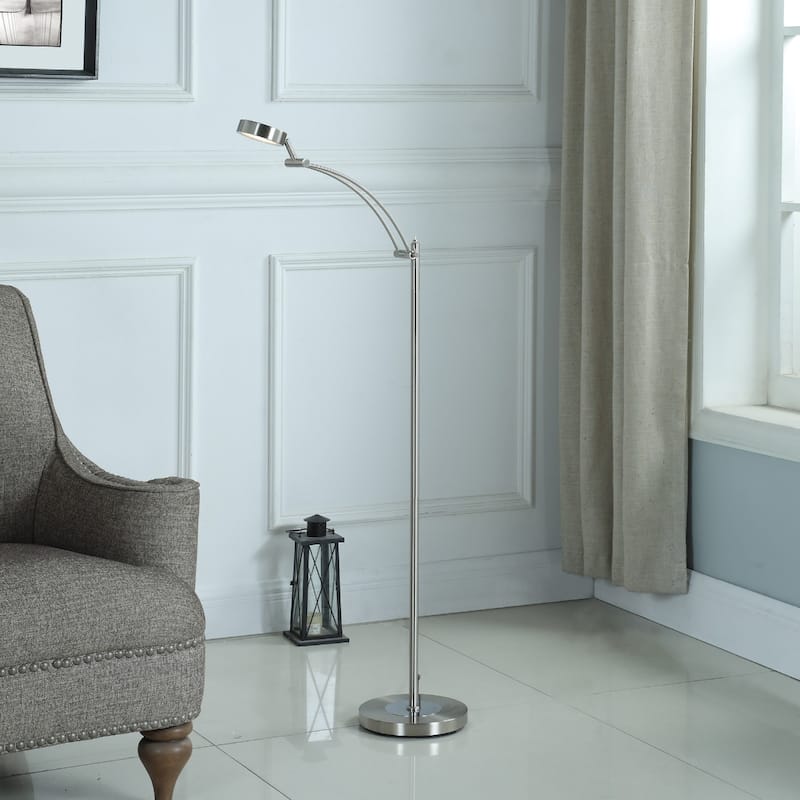 54" Silver Adjustable LED Task Floor Lamp With Silver - 9" x 16" x 54"