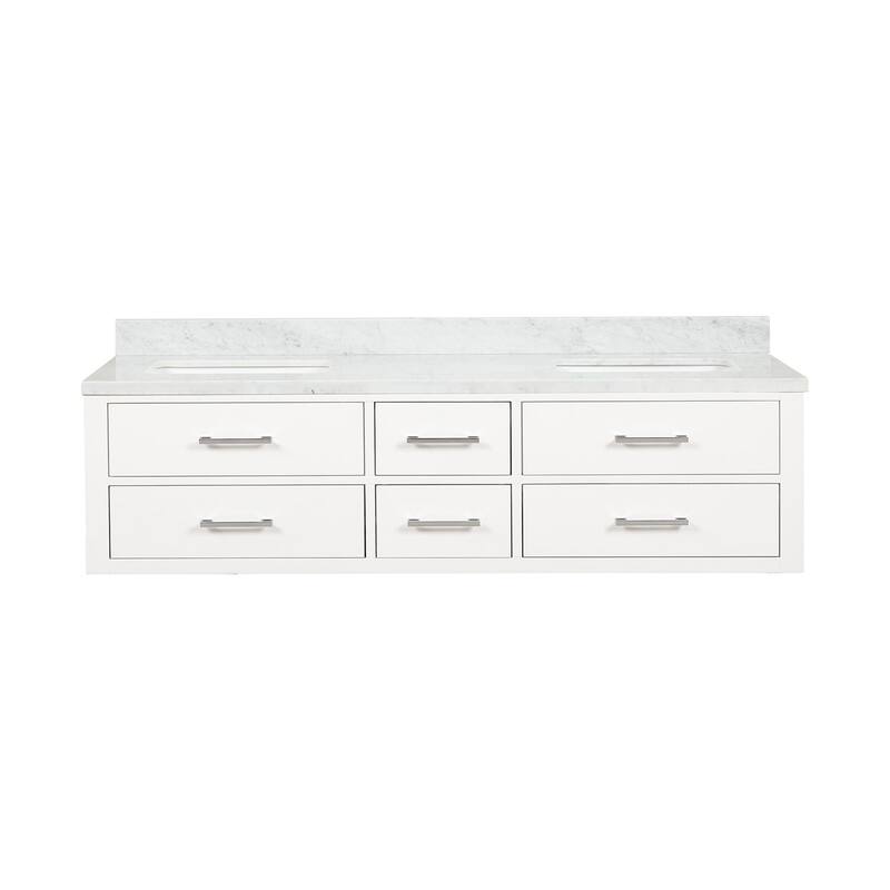 Lexora Castor Double Bath Vanity and Carrara Marble Top - 72 Inch - White
