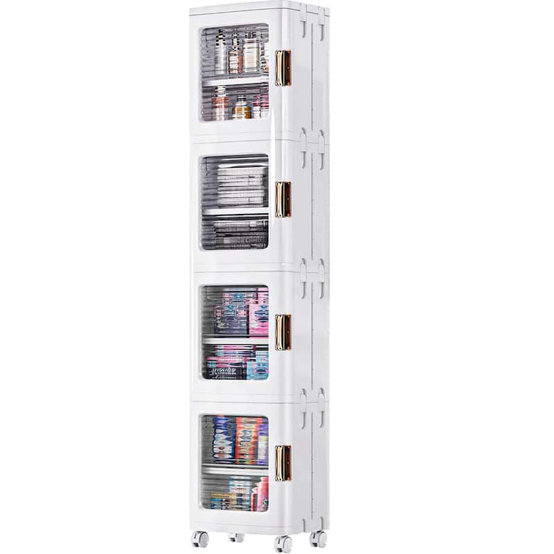 Javlergo 65" Narrow Tall Storage Bin, 4 Tier Foldable Kitchen Storage Cabinet Organizer,Freestanding Kitchen Pantry