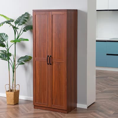 HOMCOM 63" 2-Door Kitchen Pantry, Freestanding Storage Cabinet with 5-tier Shelving and 2 Adjustable Shelves for Dining Room